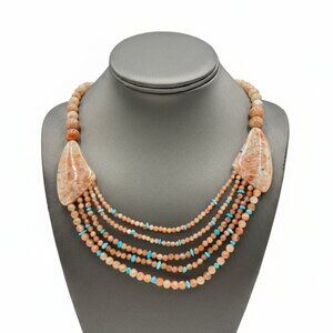 Jay King Sterling Silver Sunstone & Turquoise Bead Necklace – 18"